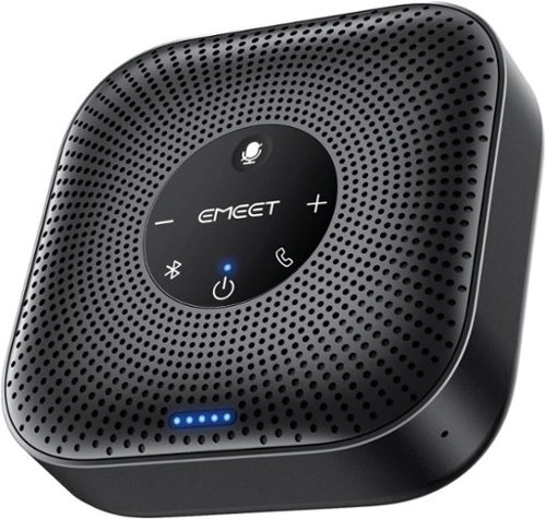EMEET - Conference Speakerphone M0 Plus, 4 AI Mics 360° Voice Pickup, Noise Reduction, USB C Speaker, Bluetooth Conference - Black-Front_Standard 