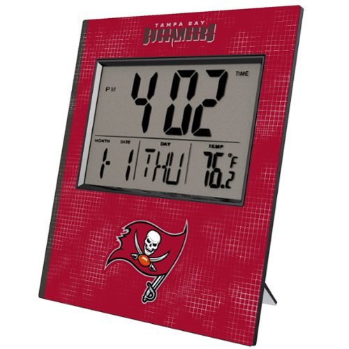 Keyscaper - Tampa Bay Buccaneers Cross Hatch Digital Desk Clock - Multicolor-Front_Standard 