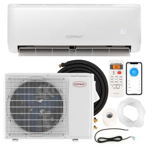 Costway - 24,000 BTU Mini Split Air Conditioner AC Unit with Heat Pump & Alexa Googlehome Remote Control - White-Front_Standard