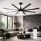 Breezary - 72" Large Indoor Ceiling Fan with Remote, 8 ABS Blades, 6-Speed DC Motor, Timer, 7''/12''Downrods, Light/No Light Option - Black (With Light)-Front_Standard