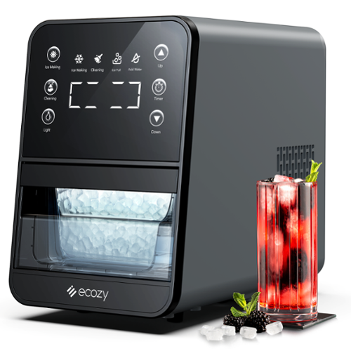 Ecozy - Nugget Ice Maker Countertop, Intuitive EcoScreen, 33lbs/24H Chewable Pebble Ice - Gray-Front_Standard 