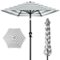 Best Choice Products - 10ft Outdoor Steel Market Patio Umbrella w/ Crank, Tilt Push Button, 6 Ribs - Striped Black-Front_Standard