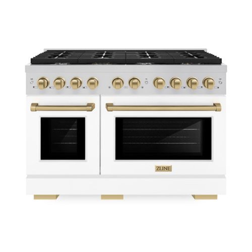 ZLINE - Autograph 48" Paramount Double Oven Dual Fuel Range with White and Bronze Accents (SDRZ-WM-48-CB) - White-Front_Standard 