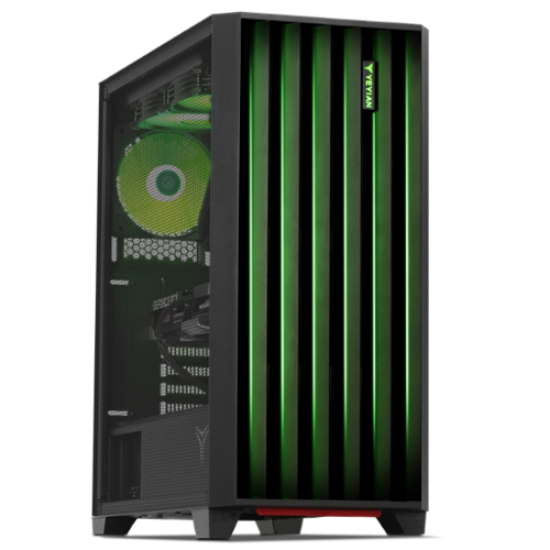 YEYIAN - Gaming PC. AMD Ryzen 7 9800X3D 5.2GHz, RTX 5080 16GB GDDR7, 240mm AIO, 32GB, 2TB,1000W PSU. YPA-PM980DC-5801U - Black-Front_Standard 
