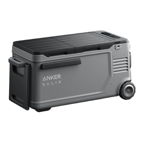  Anker - SOLIX Everfrost 2 Electric Cooler 58L(61QT) with 288Wh Plug in Battery, Refrigerator/Freezer, Powered by AC/DC/Solar - Gray