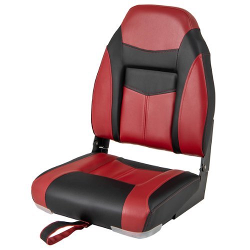 Costway - High Back Folding Boat Seats with Sponge Cushion & Flexible Hinges - Black,Red-Front_Standard 