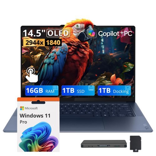 Lenovo - Upgraded - Yoga Slim 7x 14.5" 3K Touch Laptop,Snapdragon X Elite,16GB RAM,1TB+1TB Dock Set,Backlit Keyboard,Win 11 Pro - Blue-Front_Standard 