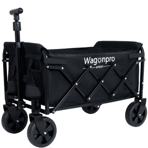  Mondawe - Expandable Dual-Layer Wagon Utility Carts w/ 225LBS Capacity, 360 All-Terrain Wheels - Black