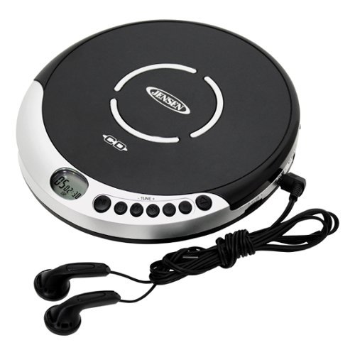 Jensen - Portable FM Radio CD Player with Bass Boost - Black-Front_Standard 