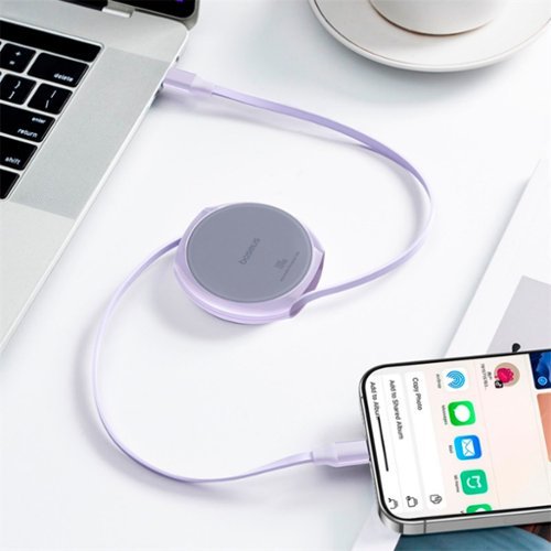 Baseus Free2Pull 100W Retractable USB C Cable with Magnetic Connectors Fast Charging for iPhone Samsung 3.3ft Purple - Purple GLOBAL SHIPPING