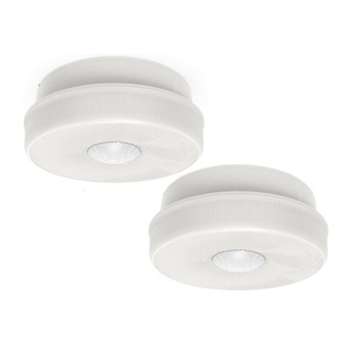 IQ America - IQA Battery Powered Motion Activated Ceiling Light 7in 1150 Lumens Indoor Outdoor Eaves Sheds Closets Attic 2pk - White-Front_Standard 