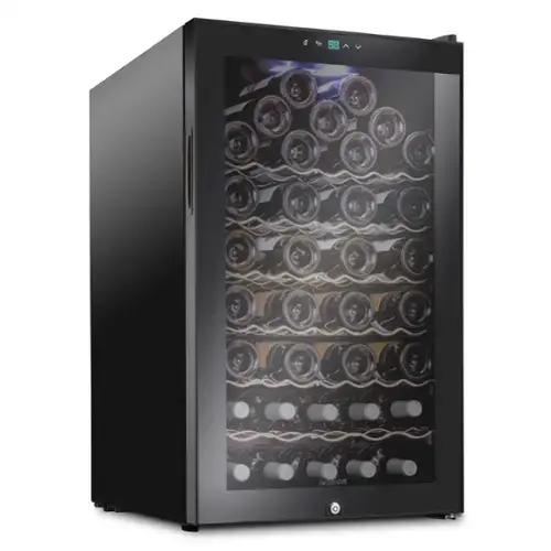 Front. Ivation - 51 Bottle Compressor Wine Refrigerator, Freestanding Wine Cooler with Lock, Black - Black.