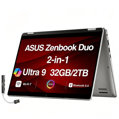 ASUS Upgraded Zenbook Duo 2 in 1 Laptop 14.0 2.8K Display (Intel