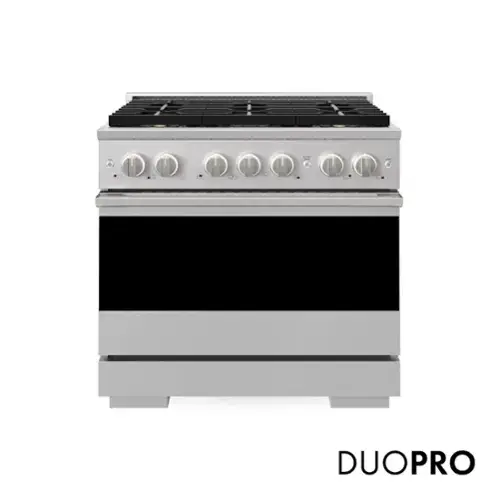 Front. ZLINE - 36 in. 5.2 cu. ft. Marino Freestanding Manual Clean Gas Range with 6 DuoPro Burners and Convection Gas Oven - Stainless Steel.
