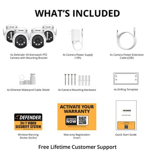 Defender AI POWERED 4K Everwatch PTZ 360° Wi-Fi Plug-in Power Security Camera, 4 Pack - White BUY IN EUROPE