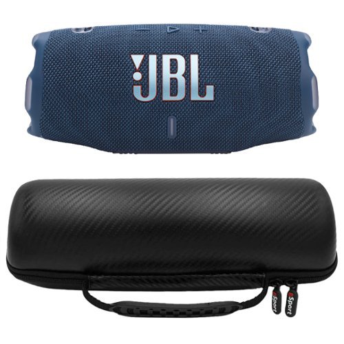 JBL - CHARGE 6 Waterproof Portable Speaker Bundle with gSport Carbon Fiber Case - Blue-Front_Standard 
