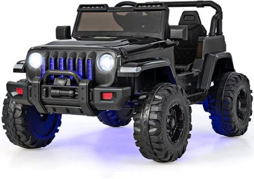 Costway - Kids Ride on Truck 12V Battery Powered Ride on Car 2-Seat with 2.4G Parental Remote Control - Solid Black-Front_Standard 