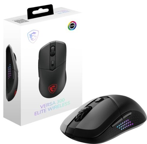 MSI - Versa 300 Elite Lightweight Wireless 26000 DPI Optical 60M+ Click OMRON Switch Gaming Mouse - Wireless - Black-Front_Standard 