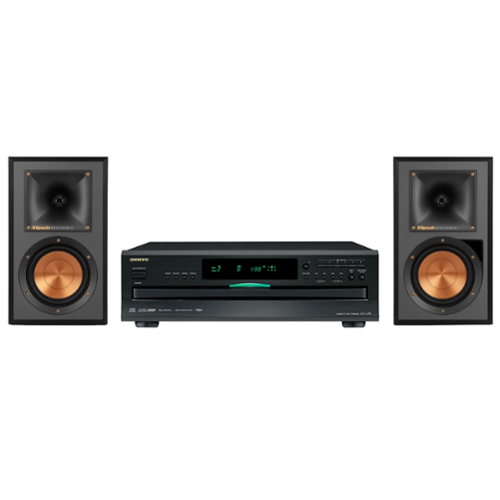Onkyo - DX-C390-B 6-Disc CD Carousel Changer with Klipsch R-51PM Powered Bluetooth Speaker - Black-Front_Standard 