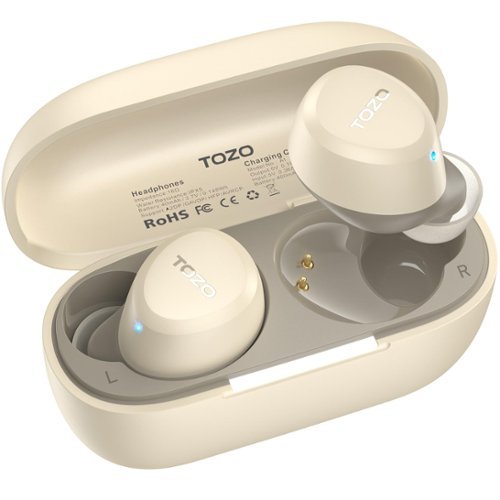 TOZO - A1 Wireless Earbuds, Bluetooth 5.3, Lightweight, IPX5, 2 Mic AI Calls, Premium Sound Bass, 32 EQs, Charging Case - Light Khaki-Front_Standard 