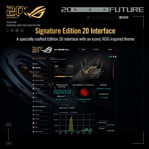ASUS ROG Rapture GT-BE98 Pro BE30000 Quad-Band Wi-Fi 7 Gaming Router - 20th Edition WORLDWIDE DELIVERY