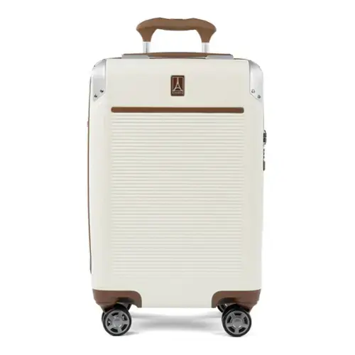 Front. Travelpro - Travelpro Platinum Elite Hardside Expandable 21" Carry On Spinner Luggage - Cream White.