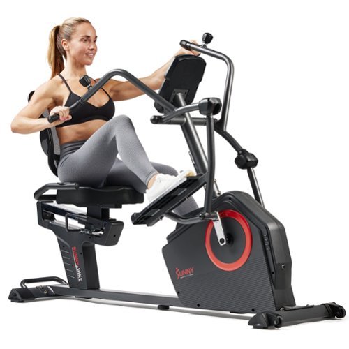 Sunny Health & Fitness - Premium Smart Programmable Electro-Magnetic Resistance Recumbent Elliptical Cross Trainer - Black-Front_Standard 