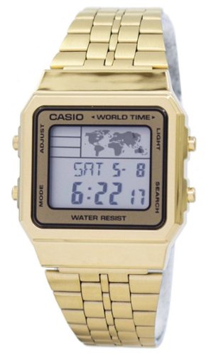 Casio - Digital A500WGA-9DF Mens Watch Alarm World Time - Black-Front_Standard 