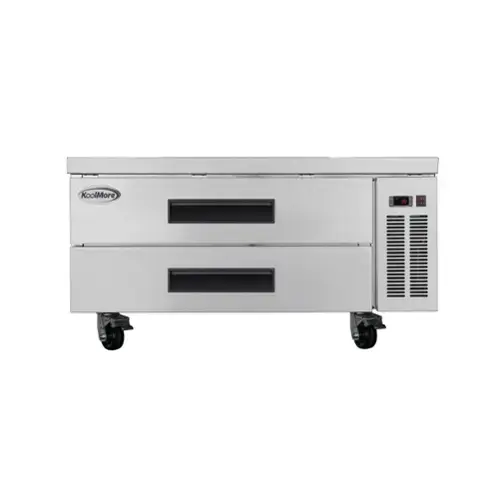 Front. Koolmore - 48 in. Commercial Chef Base Refrigerator Storage Cabinet , Pull-Out Drawers, Rolling Caster Wheels, ETL Listed - Stainless-Steel.