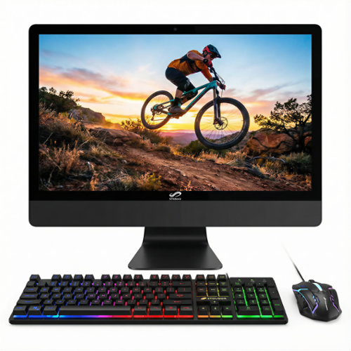 STGSivir - All in One Desktop Computer, 24" FHD Display, Intel Core i7 up to 3.9GHz, 16G RAM, 512G SSD, WiFi 5, BT, Win11H - Black-Front_Standard 