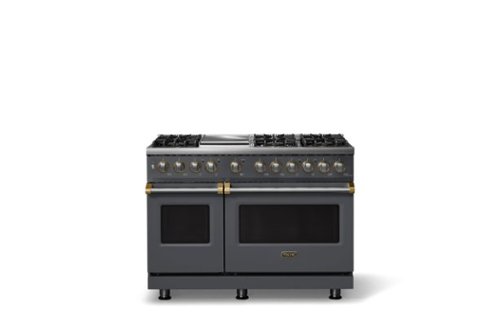 Viking - Pro 5 Series 7.3 Cu. Ft. Freestanding Sealed 6B LP DF Convection Range/Griddle - Cast Black w. Brushed Brass Trim - Cast Black