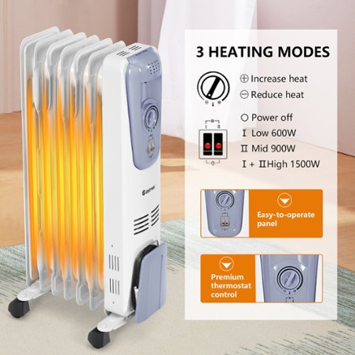 Costway 1500W Electric Oil Filled Radiator Space Heater Fin