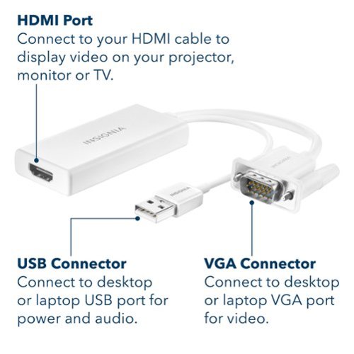 Insignia™ VGA to HDMI Adapter - White HOW TO BUY