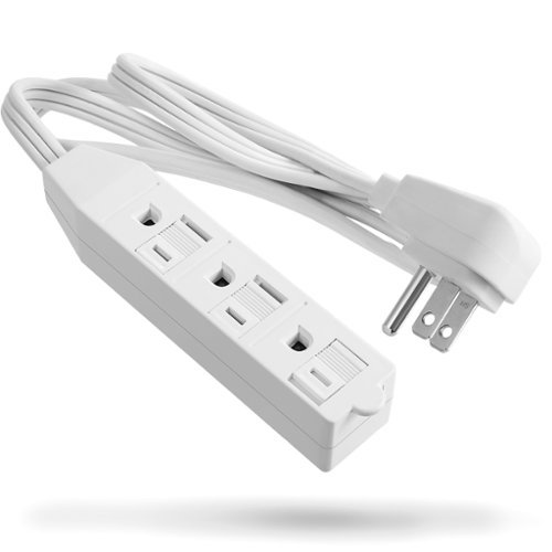  FosPower - [ETL Listed] Electrical Outlet Extender Multi Plug Outlet(3-Outlet), with Outlet Plug Covers, Flat Outlet 3FT Cord - White