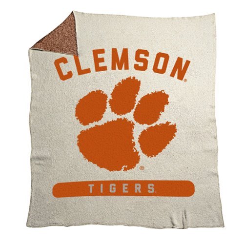 Logo Brands - Clemson Tigers 50" x 60" Luxe Dreams Throw Blanket - Oatmeal-Front_Standard 