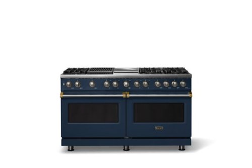 Viking - Pro 5 Series 9.4 Cu. Ft. Freestanding Sealed 8B LP DF Convection Range/Grdl/Grill - Slate Blue w. Brushed Brass Trim - Slate Blue