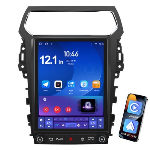 Junsun - For Ford Explorer 2011-2019 12.1" Android 14 4+64GB 4G carplay Car Stereo Radio GPS Navi WIFI RDS SWC FM BT - Black-Front_Standard 
