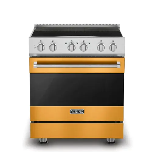 Front. Viking - 3-Series Induction Self-Clean Range - Daffodil.