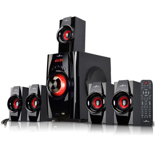 beFree Sound - 5.1 Channel Surround Sound Bluetooth Speaker System - Red-Front_Standard 