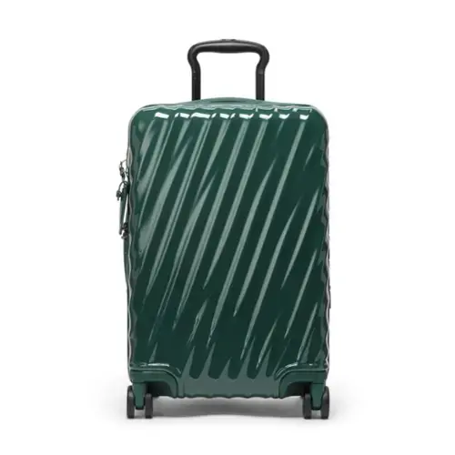 Front. TUMI - 19 Degree International Expandable 4-Wheel Carry-On Spinner Suitcase - Deep Pine.