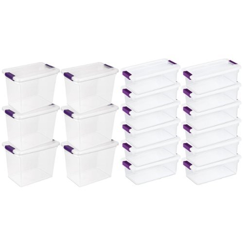 Sterilite - 27 Qt Storage Container, 6 Pack, and 6 Qt Storage Container, 12 Pack - Clear-Front_Standard 