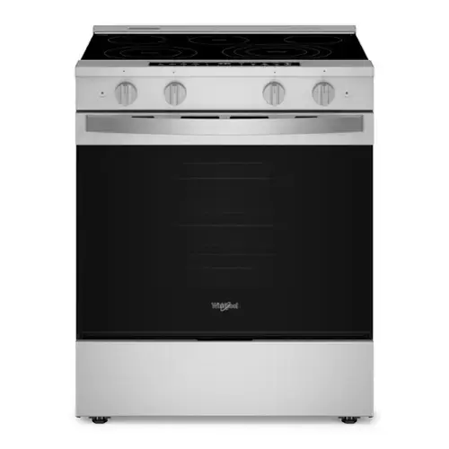 Front. Whirlpool - 5.3 Cu. Ft. Smart Slide-In Electric Range with Air Cooking Technology, No Preheat Air Fry and WipeClean Coating - Fingerprint Resistant Stainless Steel.