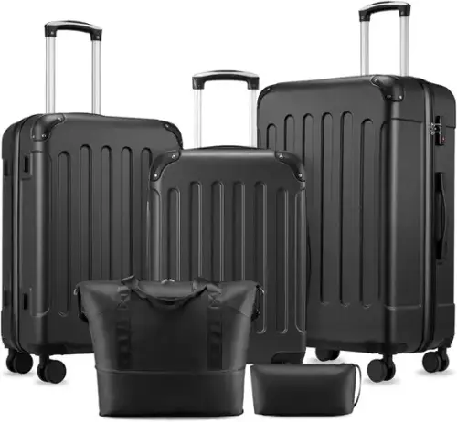 Front. LUGGEX - LUGGEX Luggage Sets 5 Piece, Hardside Suitcase with Wheels, TSA Approved - ACV - Black.