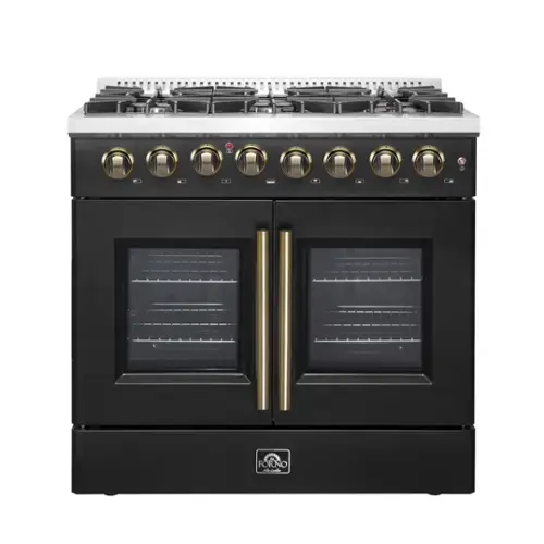 Front. Forno Appliances - Galiano 5.36 Cu. Ft. Freestanding Dual Fuel True Convection Range - Black.