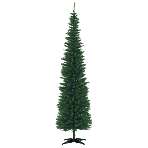  Homcom - Artificial Pencil Christmas Tree, Slim Xmas Tree with 499 Realistic Branch Tips and Plastic Stand - Green