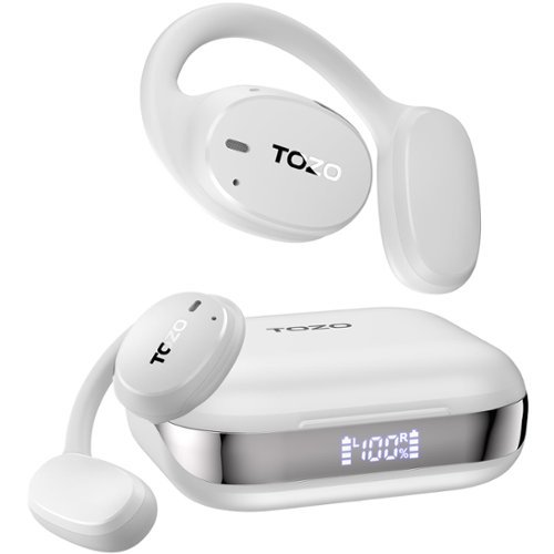TOZO - Open Ear AI Noise Cancel Headphones, 80H, 16.2mm Large Driver, 100+AI Translation, Lightweight Comfort, Sports - White-Front_Standard 