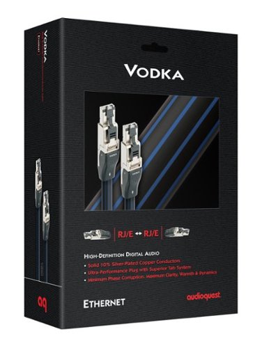 AudioQuest Vodka RJ/E 16.4' Digital Ethernet Cable with RJ45 to RJ45 Connectors - Black with Blue Stripes WORLDWIDE DELIVERY