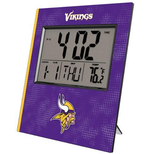 Keyscaper - Minnesota Vikings Cross Hatch Digital Desk Clock - Multicolor-Front_Standard 