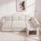 Dyonery - 7-Seat Modular Sectional Sleeper Sofa with Pull-Out Bed, Reclining Backrest, USB Ports, Table, LED Lights ,White - Beige-Front_Standard