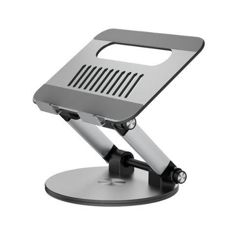 Mybat Pro - Ergonomic Push-Button Adjustable Laptop Stand – For 10″–17″ Laptops - Silver-Front_Standard 